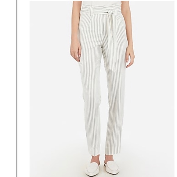 HIGH WAISTED PINSTRIPE PAPERBAG ANKLE PANT - Picture 7 of 7